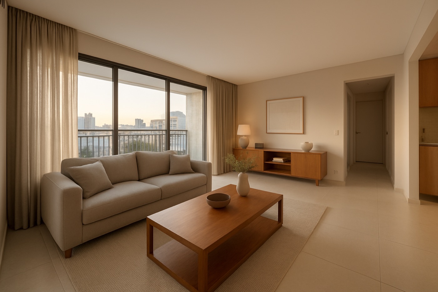 Sala de estar de um apartamento